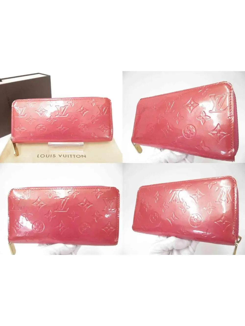 $970 Louis Vuitton Vernis Zippy Wallet Rose Litchi - Picture 2 of 15